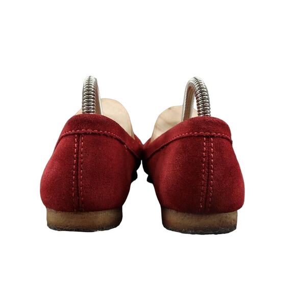 Clarks Shoes Womens 7 Moccasin Loafer Chukka Classic Flat Leather Red Crepe Sole - Picture 4 of 14